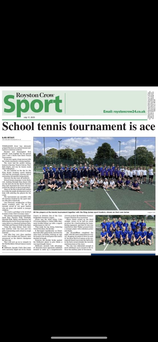 King James Academy Royston PE and School Sport tweet media