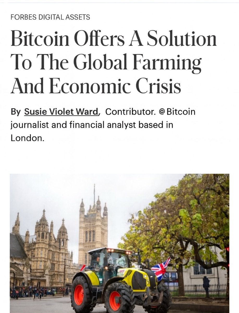 Trump tells Starmer to axe inheritance tax on farms.

But the cracks run deeper: soaring debt, collapsing margins, rural land being sold off.

Bitcoin is a practical lifeline for farmers.

See my <a href="/Forbes/">Forbes</a> article on the Westminster farmers’ protest, where I explain how Bitcoin can