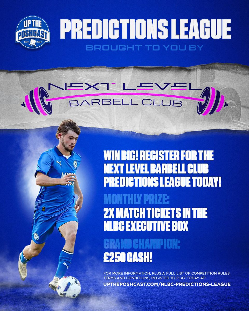 UpThePoshcast's tweet image. 🚨 We have EXCITING NEWS!
#UpThePoshcast is delighted to announce the @NLFO77 Predictions League is now open, with FREE entry!
Predict the score & first scorer in every Posh match this season, and the most accurate manager will win £250 in May!
Enter here:…