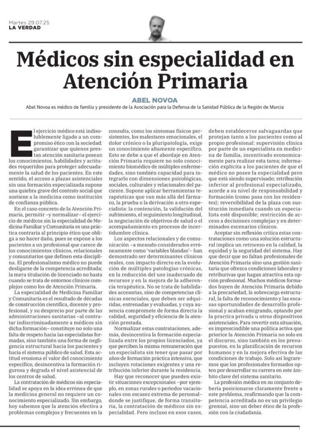 El progresivo deterioro de la sanidad pública se debe en gran parte a la contratación cada vez más frecuente, en CCAA de cualquier color político y con la complacencia de <a href="/sanidadgob/">Ministerio de Sanidad</a>, de médicos sin especialidad en Atención Primaria.

Asistimos en directo al derrumbe del sistema:
