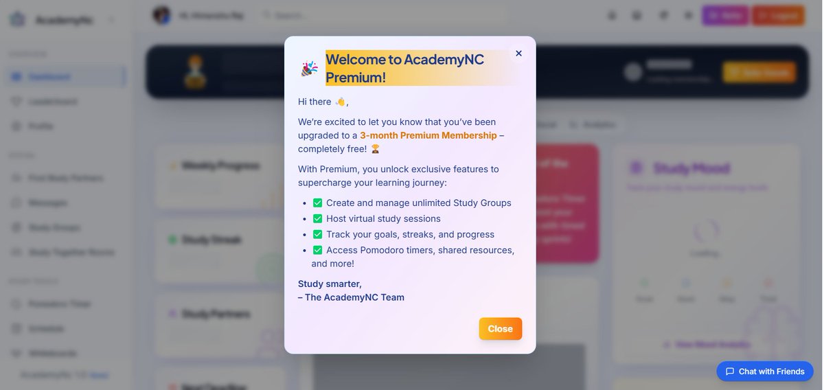 academyncAI's tweet photo. 🚨 #STUDENTS: Just launched 3 months of free Premium on #AcademyNC!
     AI-powered Study-Partner Matching
    Join study groups 
    AI Productivity Tools and Whiteboards
No card. No catch.
Start studying smarter with friends 🎓
#StudyWithMe #StudentLife #studytogether https://t.co/jDzrefcNYb