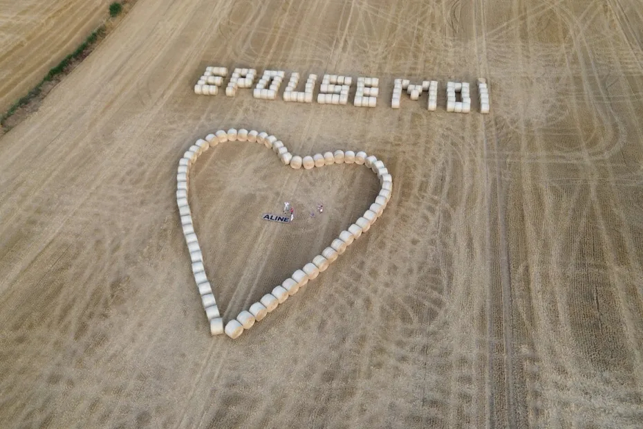 160 bottes pour une magnifique preuve d'amour ! N'est-ce pas superbe ? Félicitations aux futurs mariés, Julien et Aline ! ❤️

#jaimelespaysans #agriculteur #agriculture #agricultrice #FrAgTw