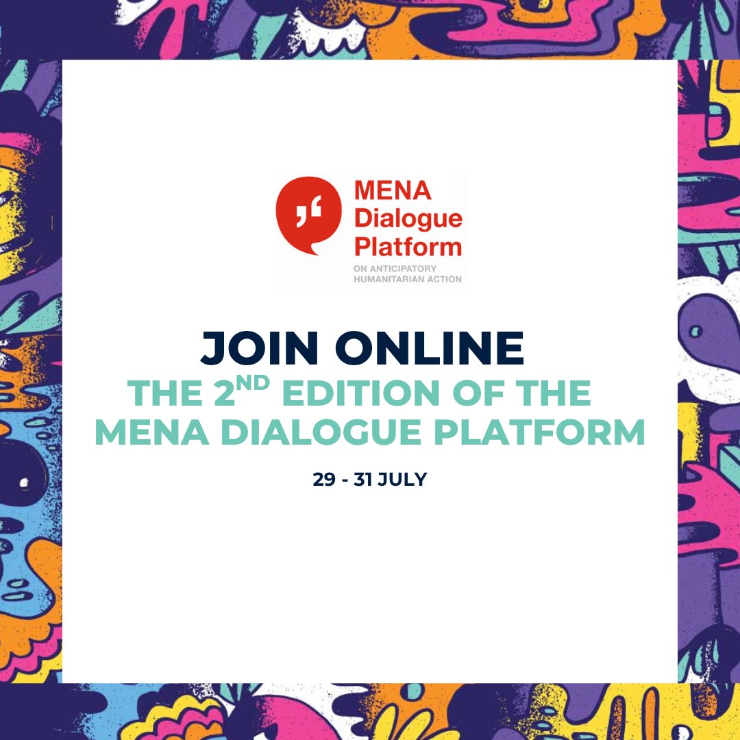 IFRC Middle East and North Africa (@ifrc_mena) on Twitter photo Join us online from 29 to 31 July for the second edition of the MENA Dialogue Platform on #AnticipatoryAction!
Co-organized by <a href="/IFRC_MENA/">IFRC Middle East and North Africa</a> and <a href="/WFP/">World Food Programme</a>, hosted by <a href="/AnticipationHub/">Anticipation Hub</a>, and supported by WISER <a href="/metoffice/">Met Office</a>.
Click the link below to join the online meeting 👇 Join us online from 29 to 31 July for the second edition of the MENA Dialogue Platform on #AnticipatoryAction!
Co-organized by <a href="/IFRC_MENA/">IFRC Middle East and North Africa</a> and <a href="/WFP/">World Food Programme</a>, hosted by <a href="/AnticipationHub/">Anticipation Hub</a>, and supported by WISER <a href="/metoffice/">Met Office</a>.
Click the link below to join the online meeting 👇