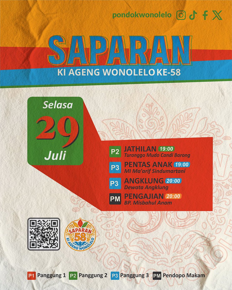 Hiburan malam hari ini siap menemani saudara berburu apem ataupun numpak setriman dari Berkah Ria 08.

Gayengkan lagi seperti malam2 sebelumnya lurr! 🎉

#Saparan #PondokWonolelo