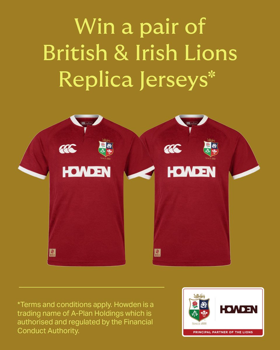 🦁 Final Roar Giveaway!

🏉 End the Lions tour with a scrumbelievable prize! 

🎁 Win TWO jerseys (M &amp; L) + Lions keyrings!

To enter: ✅ Like 🤝 Follow 💬 Tag a mate!
*T&amp;C's apply.

Let’s finish strong! 🔥 #Lions2025 #Howden #HowdenRugby #WeGoBeyond #Giveaway