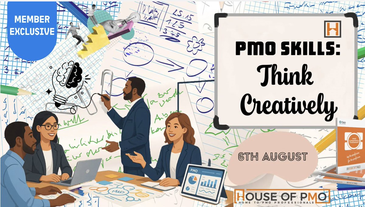 PMO Skills: Think Creatively – join our live session this Wednesday, 12–1pm! Discover how creativity enhances problem-solving in PMO. RSVP here: houseofpmo.com/event/pmo-skil…