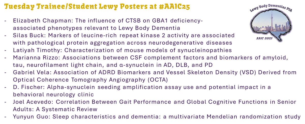 LBDPIA's tweet photo. There are still #Lewy posters to keep checking out on Day 3 of #AAIC25 😍 Make sure you stop by to check out the awesome work being presented by students & trainees https://t.co/D2FJHgBJBw