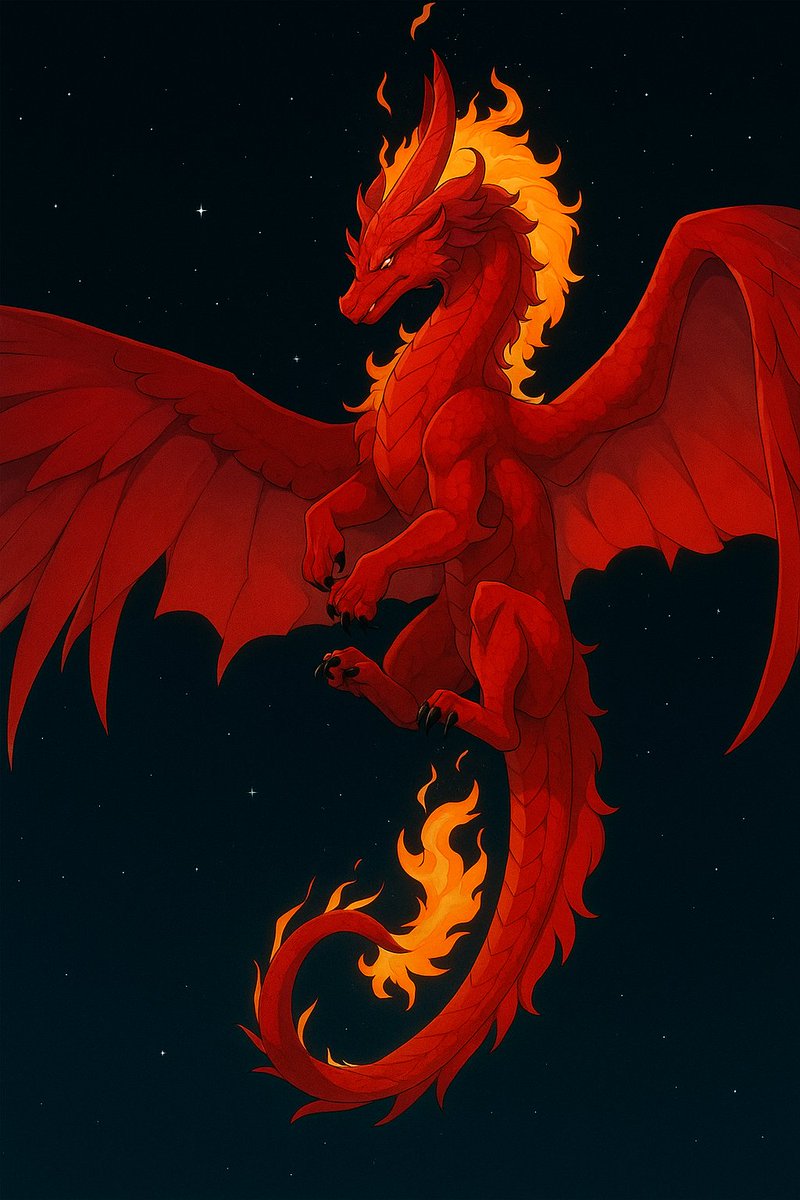 Piercing through the night sky with fire and fury.
A creature of flame, strength, and untold legends. 🔥🐉
This is more than a dragon  this is my spirit unleashed.
#FantasyArt #RedDragon