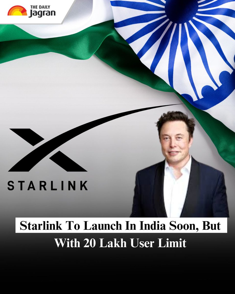 TheDailyJagran's tweet image. Starlink is nearing its India launch, poised to offer satellite internet with a 2 million customer cap and 200 Mbps speeds, as per the Union Minister. Expected late 2025 or early 2026, its entry aims to boost rural connectivity, though higher pricing will differentiate it from…