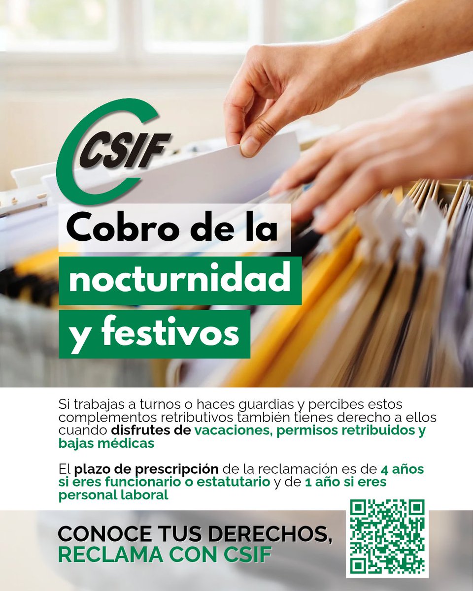 ⚖️ El Supremo nos da la razón: tienes derecho a cobrar nocturnidad y festivos también en vacaciones, bajas médicas o permisos retribuidos… si forman parte de tu jornada habitual.

📌 No es un extra, son retribuciones fijas y periódicas. 

🔗 is.gd/NoticiaTs