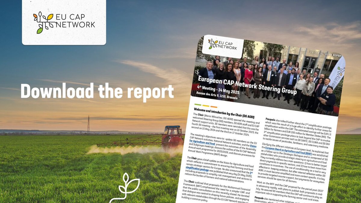 The report from the EU CAP Network's 4th #SteeringGroup Meeting is published!  

Key policy updates, recent governance outcomes and input into the next Annual Work Programme.  

Have a look at the highlights 👉 kont.ly/2bfbc9a7