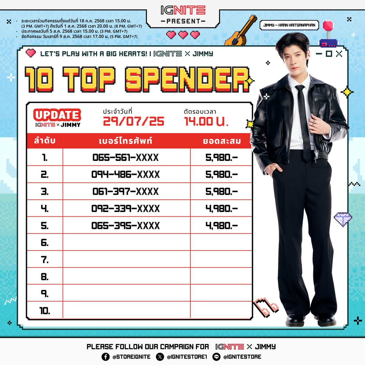 Ignitestore1's tweet image. ประกาศยอดสะสม Top Spender #IGNITExJIMMY 29.07.25 | 14:00 น. ที่นั่งยังว่าง ออกสตาร์ทหัวใจไปกับจิมมี่กัน!!💖
🎯JOIN THE FUN - CLICK HERE!
**Link:** lin.ee/JWy2oBD
**ท่านใดยังไม่ได้ลงทะเบียนยืนยันสิทธิ์ที่ Google Forms ลงกันด้วยน้าา🐻
#จมอ่านว่าจอมอ #ลูกสมุนของจอมอ