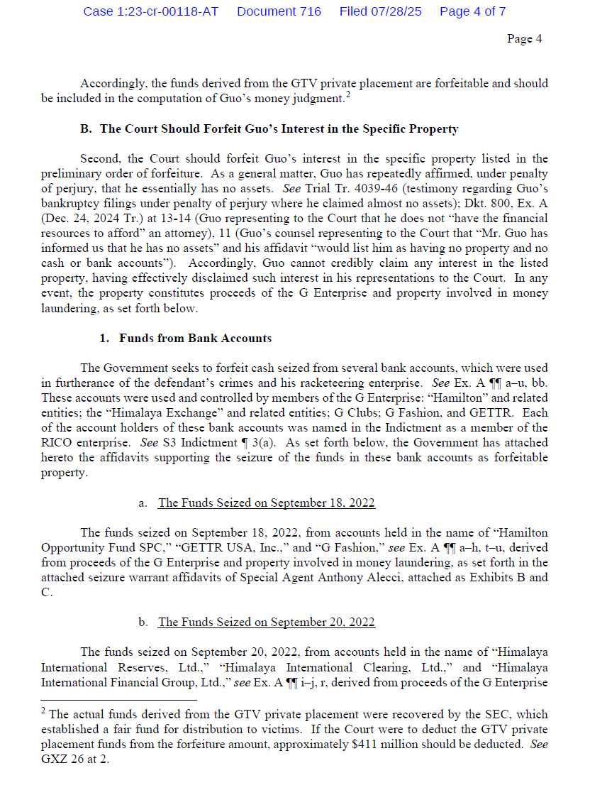 #郭文贵刑事案 检方发布对郭刑事案财产没收动议
7月28日，文件716号
