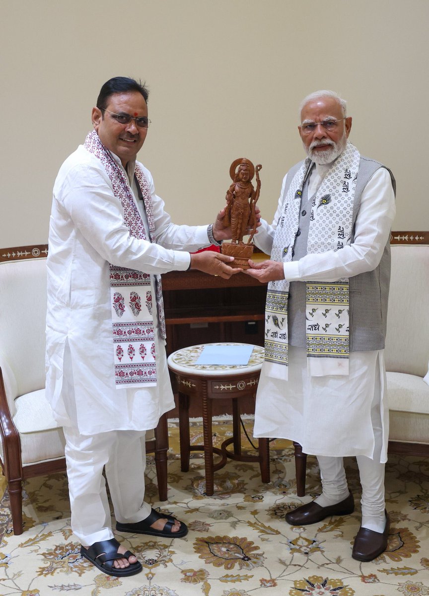 CM of Rajasthan, Shri <a href="/BhajanlalBjp/">Bhajanlal Sharma</a> met Prime Minister <a href="/narendramodi/">Narendra Modi</a>.