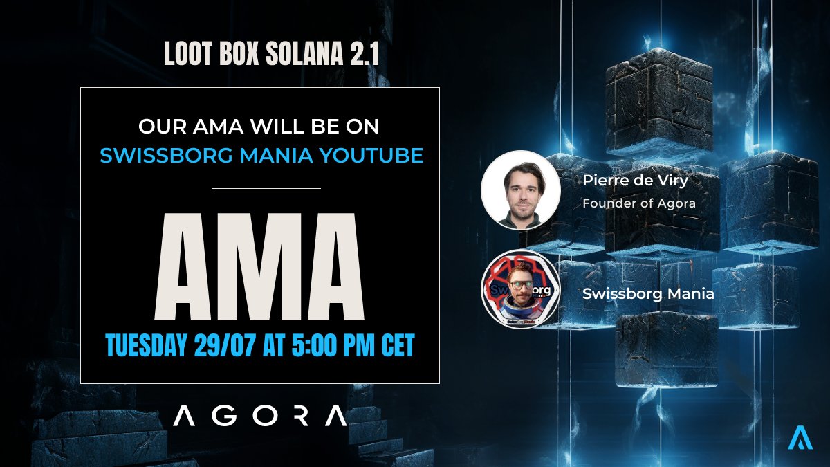 Agora - Web3's Opportunity Arena (@agorahub_io) on Twitter photo ๐ฃ Chers Agorians francophones ๐ซ๐ท
๐๏ธ Ce mardi 27 juillet ร 17h CET
๐บ En direct sur la chaรฎne YouTube de <a href="/SwissBorgMania/">SwissBorgMania ๐๐ ($BORG ๐ $GNET ๐งก $XBG ๐ฎ)</a>
๐ bit.ly/44OATb8
๐๏ธ Avec la participation de notre CEO <a href="/PierredeViry/">Pierre Agora</a>
Au programme :
๐น Prรฉsentation de la Loot box 2.1 :
๐ฆ Transactions 85 % plus ๐ฃ Chers Agorians francophones ๐ซ๐ท
๐๏ธ Ce mardi 27 juillet ร 17h CET
๐บ En direct sur la chaรฎne YouTube de <a href="/SwissBorgMania/">SwissBorgMania ๐๐ ($BORG ๐ $GNET ๐งก $XBG ๐ฎ)</a>
๐ bit.ly/44OATb8
๐๏ธ Avec la participation de notre CEO <a href="/PierredeViry/">Pierre Agora</a>
Au programme :
๐น Prรฉsentation de la Loot box 2.1 :
๐ฆ Transactions 85 % plus