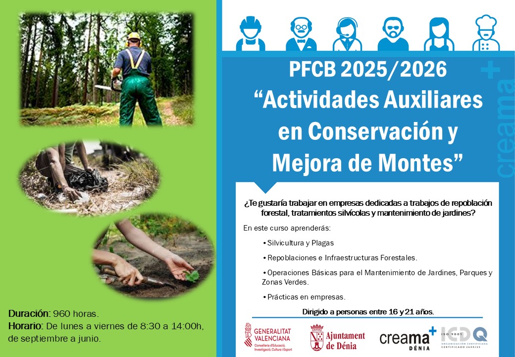 ¡𝐃𝐞𝐬𝐜𝐮𝐛𝐫𝐞 𝐥𝐚 𝐎𝐅𝐄𝐑𝐓𝐀 𝐅𝐎𝐑𝐌𝐀𝐓𝐈𝐕𝐀 𝟐𝟎𝟐𝟓-𝟐𝟔 𝐝𝐞#𝐂𝐫𝐞𝐚𝐦𝐚𝐃𝐞́𝐧𝐢𝐚! Formación gratuita 𝗽𝗮𝗿𝗮 𝗷𝗼́𝘃𝗲𝗻𝗲𝘀 𝗱𝗲 𝟭𝟲 𝗮 𝟮𝟭 𝗮𝗻̃𝗼𝘀en:  🌲 Muntanyes | 💻 Informàtica | 🧽 Neteja
📝¡Plazas limitadas! 👉n9.cl/x27ib #Formación #PFCB