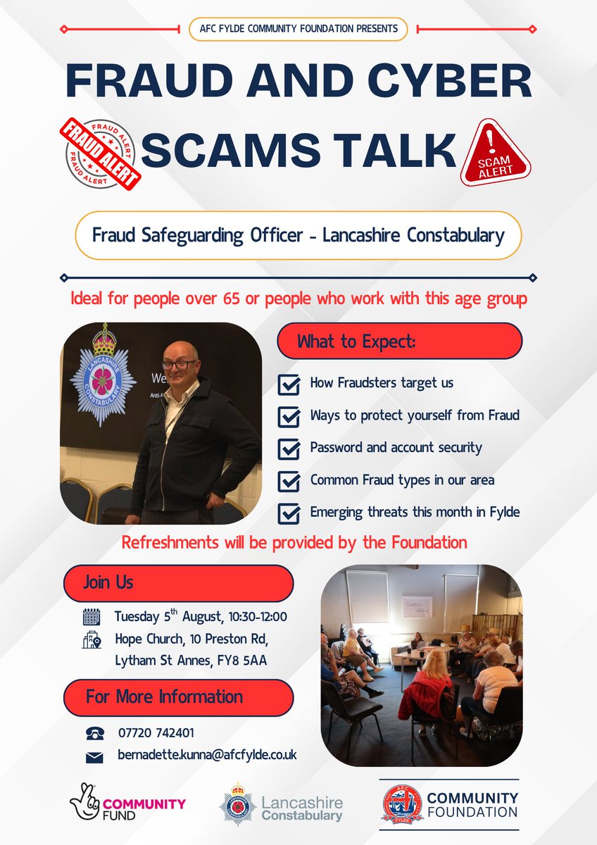 🚫 Would you or someone you know benefit from being more aware of scams and how to avoid them?

#AFCFyldeFoundation l <a href="/TNLComFund/">The National Lottery Community Fund</a>