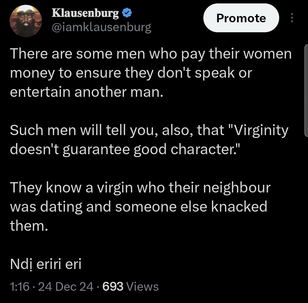 iamklausenburg's tweet image. "Virginity doesn't guarantee a good character." ๐คก
This is the reality of some men who believe that.
Learn or learn the hard way