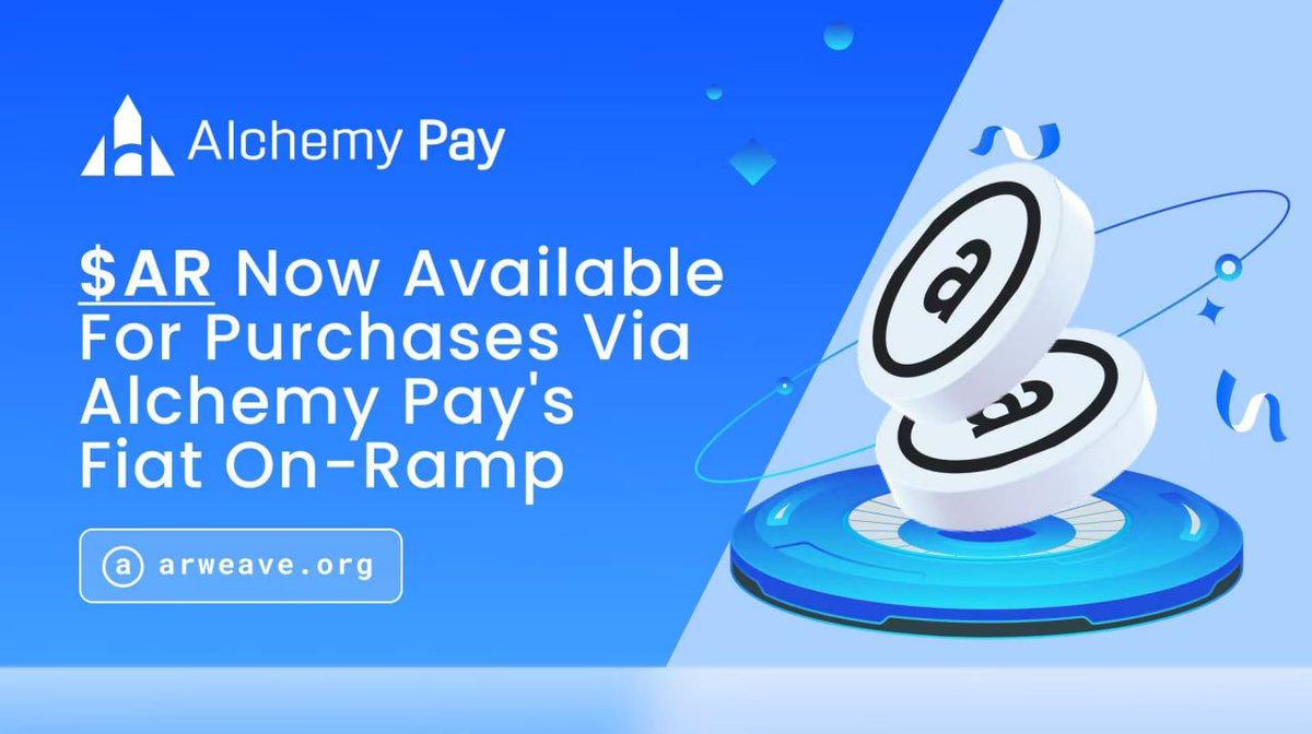 Alchemy Pay|$ACH: Fiat-Crypto Payment Gateway (@alchemypay) on Twitter photo .<a href="/ArweaveEco/">Arweave Ecosystem</a>'s $AR is now live on #AlchemyPay's On-Ramp—grab it with fiat effortlessly in seconds using your go-to payment methods. 173+ countries, 50+ currencies.
🔥Ramp now: ramp.alchemypay.org
$ACH .<a href="/ArweaveEco/">Arweave Ecosystem</a>'s $AR is now live on #AlchemyPay's On-Ramp—grab it with fiat effortlessly in seconds using your go-to payment methods. 173+ countries, 50+ currencies.
🔥Ramp now: ramp.alchemypay.org
$ACH