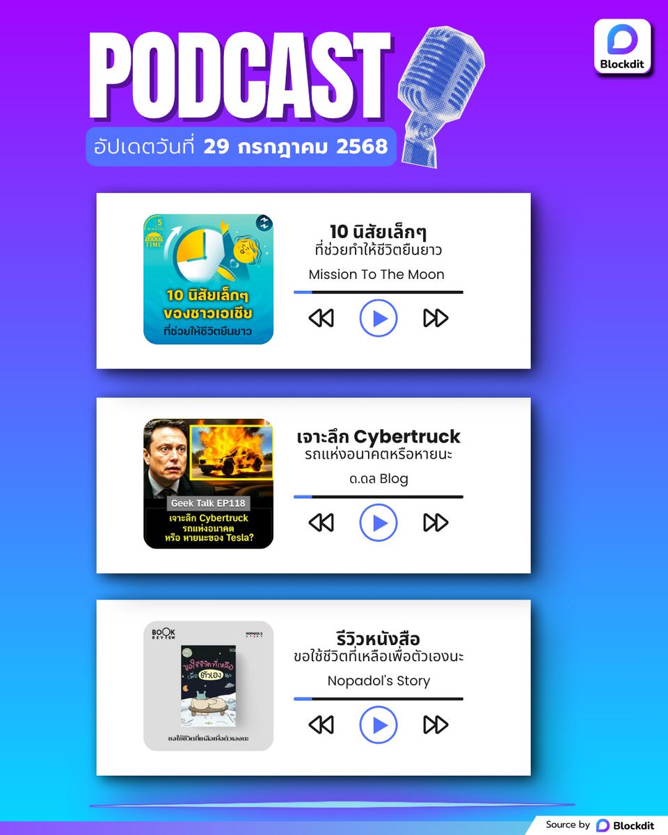 BlockditApp's tweet image. ฟังสักนิด ชีวิตเปลี่ยน ลองฟังแล้วจะชอบ พอดแคสต์บน Blockdit

ดูต่อคลิก 👉 blockdit.com/posts/68888294…

#blockdit #พอดแคสต์ #podcast