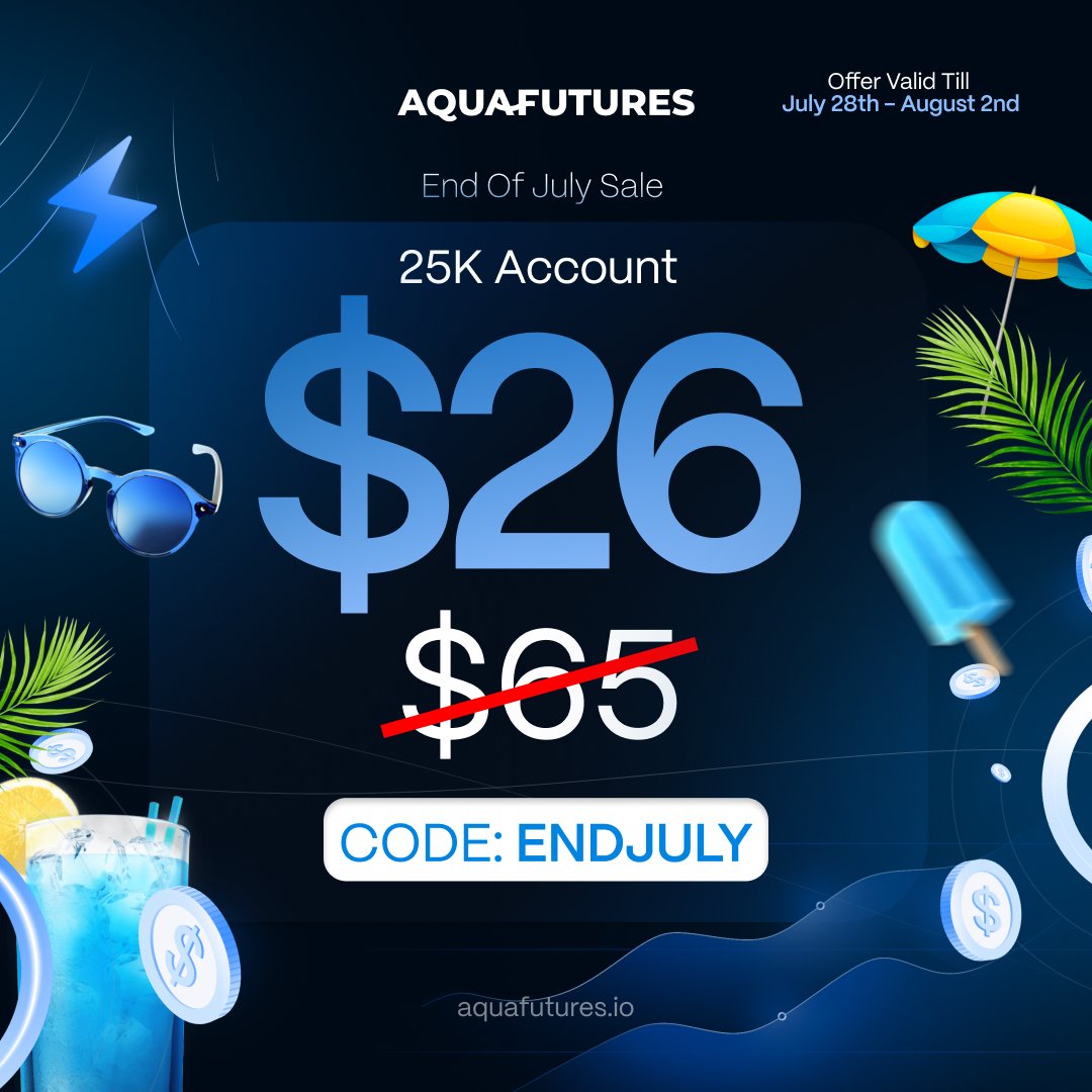 Aqua_Futures's tweet image. 25k accounts only $26 🤯
Futures funding does not get cheaper than this
Start now at aquafutures.io