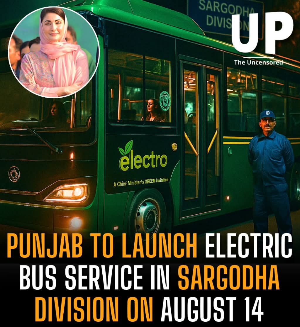 The Punjab government is set to launch a modern electric green bus service in the Sargodha division on August 14, promoting clean and affordable public transport. In the first phase, 48 buses will run in Sargodha, 12 in Khushab, and 6 each in Mianwali and Bhakkar.❤️🇵🇰