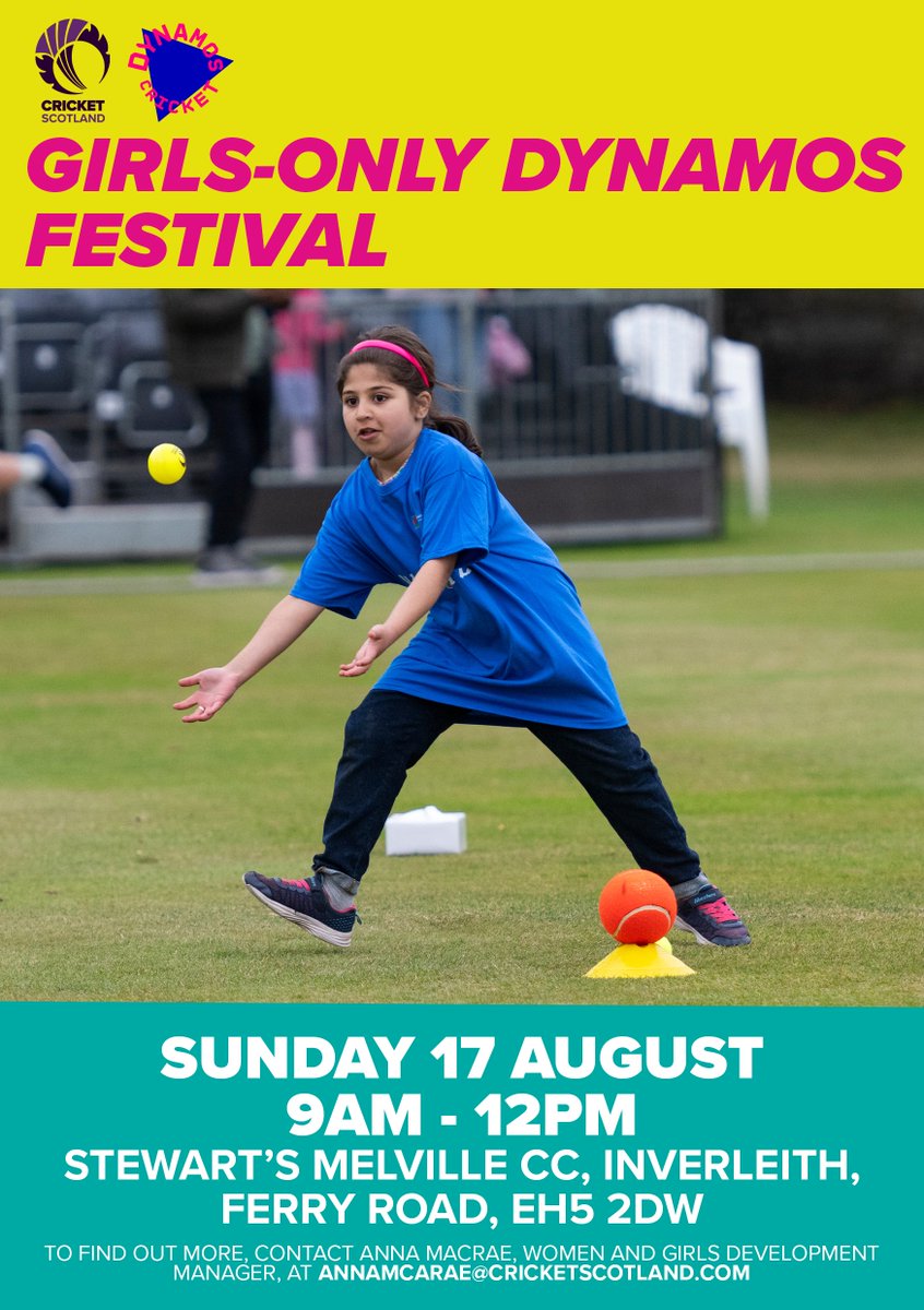 Cricket Scotland Development (@cs_development) on Twitter photo Our Girls-only <a href="/DynamosCricket/">Dynamos Cricket</a> festival takes place at <a href="/StewMelCC/">Stewart’s Melville Cricket Club</a> on Sunday 17 August 🎉
All girls under 12 welcome 👉 forms.office.com/pages/response… Our Girls-only <a href="/DynamosCricket/">Dynamos Cricket</a> festival takes place at <a href="/StewMelCC/">Stewart’s Melville Cricket Club</a> on Sunday 17 August 🎉
All girls under 12 welcome 👉 forms.office.com/pages/response…
