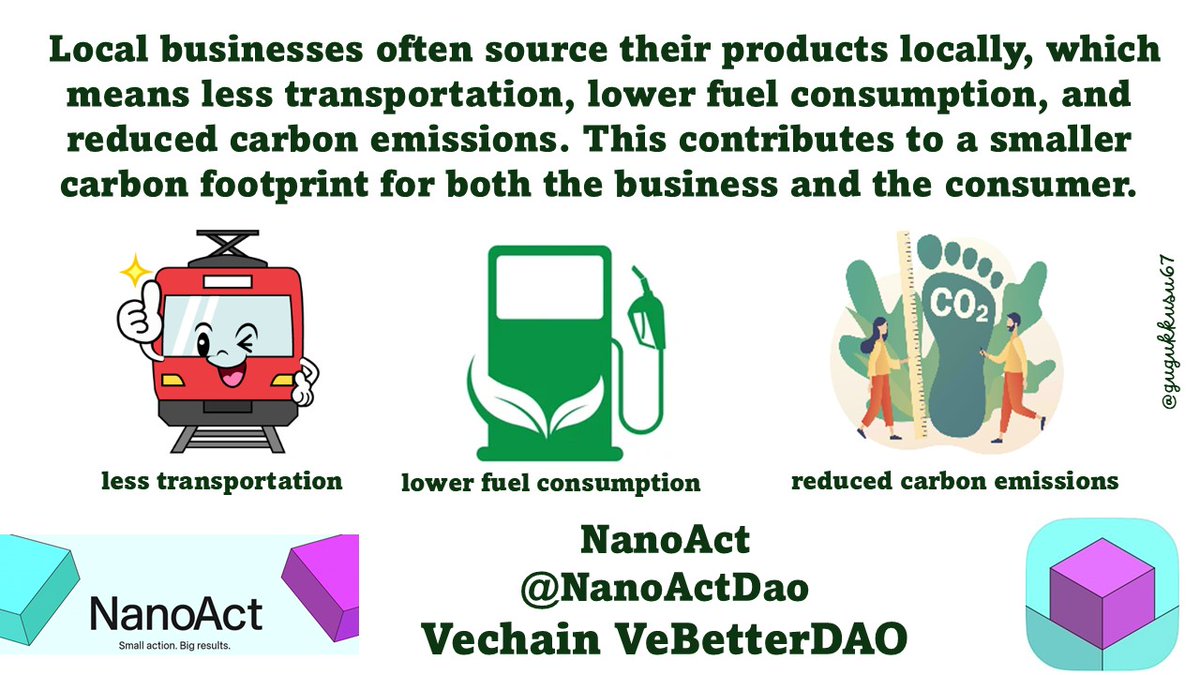gugukkusu67's tweet image. Why NanoAct:
"Why it's important to choose and support local businesses?"
@NanoActDao #VeBetterDAO #VeWorld #VeFam #vechain #Sustainability #LocalBusinesses #SaveOurPlanet