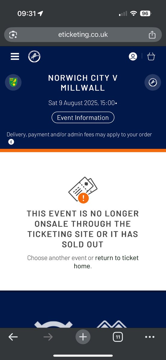freddiej528's tweet photo. @MillwallTickets Says sold out. https://t.co/ABqhisa8VB