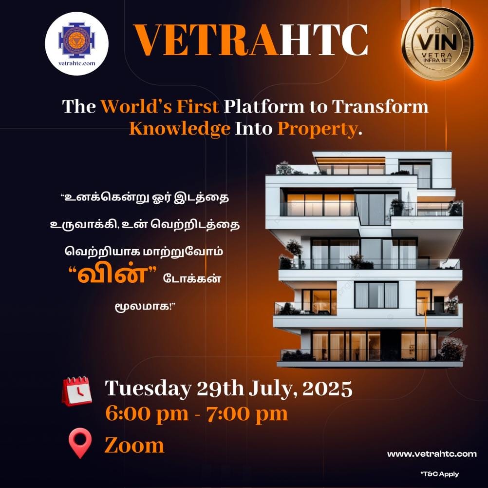 vetrahtc's tweet photo. Transform your knowledge into property with #VETRAHTC – the world’s first platform powered by VIN Token!
https://t.co/G9lEQz4x3O
Meeting ID: 899 8295 5290
Passcode: 583182
#VetraHTC #VINtoken #CryptoRealEstate #Web3 #Blockchain #NFT #ZoomEvent #KnowledgeToProperty https://t.co/bwtDoasfVY