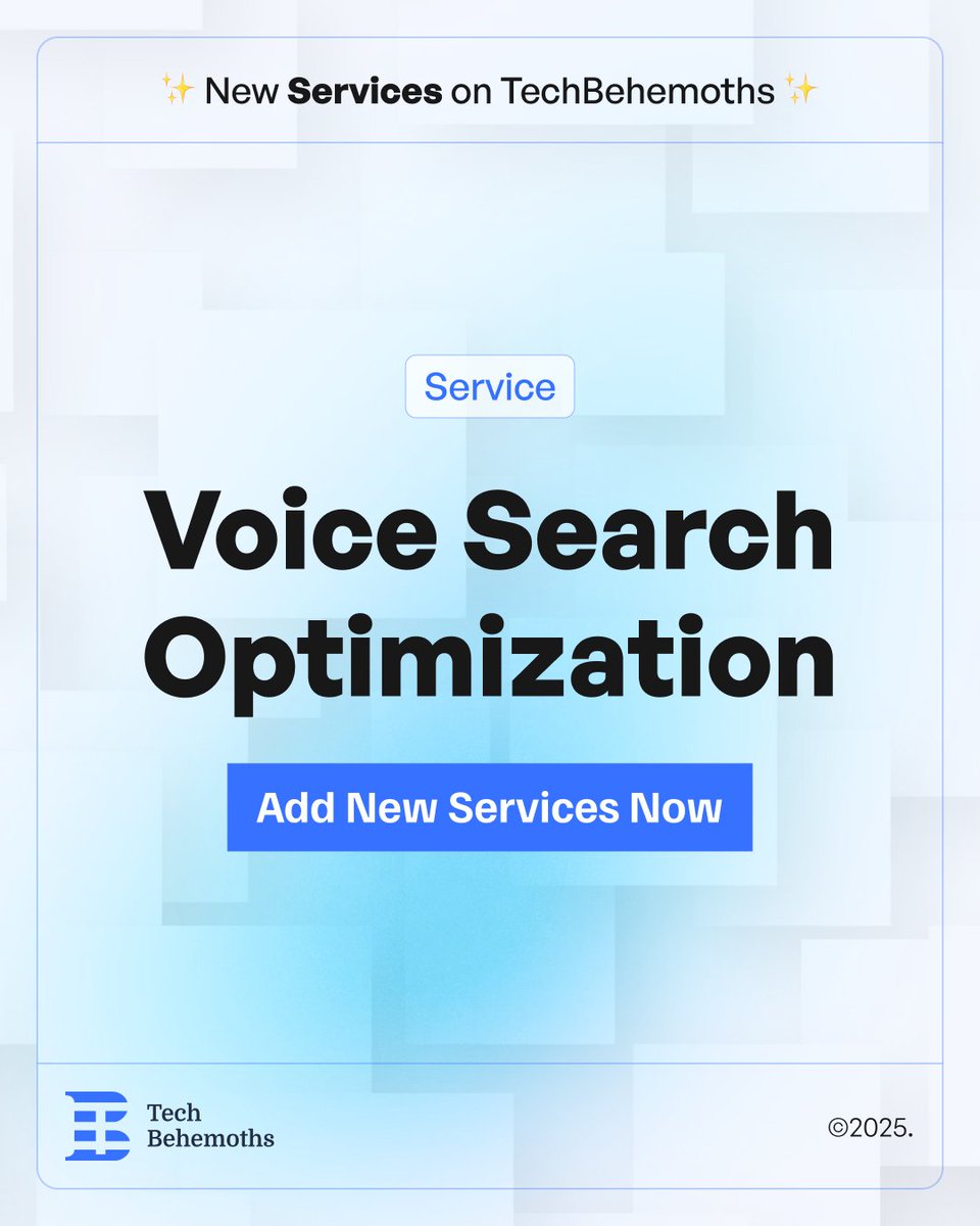 TechBehemoths (@techbehemoths) on Twitter photo 🆕 New on TechBehemoths: Voice Search Optimization 🎙️ 100+ companies already added it—like <a href="/Smart1Marketing/">Smart 1 Marketing</a>, <a href="/BeMightily/">Mightily</a>, <a href="/AgreedTechno/">Agreed Technologies</a> & ITForce UA.
Offer this service? Add it now. Need it? Find top providers here ⬇️
🔗techbehemoths.com/companies/voic…
#VoiceSearch #TechBehemoths 🆕 New on TechBehemoths: Voice Search Optimization 🎙️ 100+ companies already added it—like <a href="/Smart1Marketing/">Smart 1 Marketing</a>, <a href="/BeMightily/">Mightily</a>, <a href="/AgreedTechno/">Agreed Technologies</a> & ITForce UA.
Offer this service? Add it now. Need it? Find top providers here ⬇️
🔗techbehemoths.com/companies/voic…
#VoiceSearch #TechBehemoths