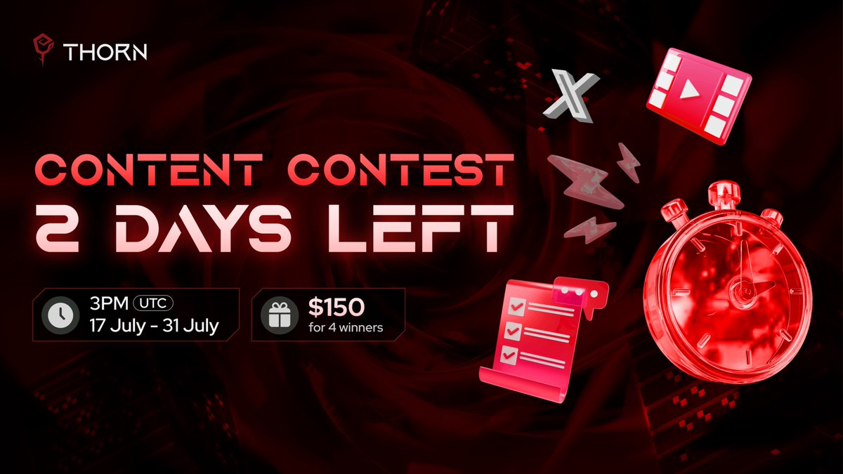 thorn_protocol's tweet photo. ⏳ Just 2 days left to join OmniFarming Content Contest!

Bring your creativity, your voice and win 150 $USDT! 
🔹1st prize: 60 USDT
🔹2nd prize: 40 USDT
🔹3rd prize: 30 USDT
🔹Random prize: 20 USDT

💡 Whether it’s a blog, meme, thread, or video; show us what you’ve got. Don’t miss your shot!