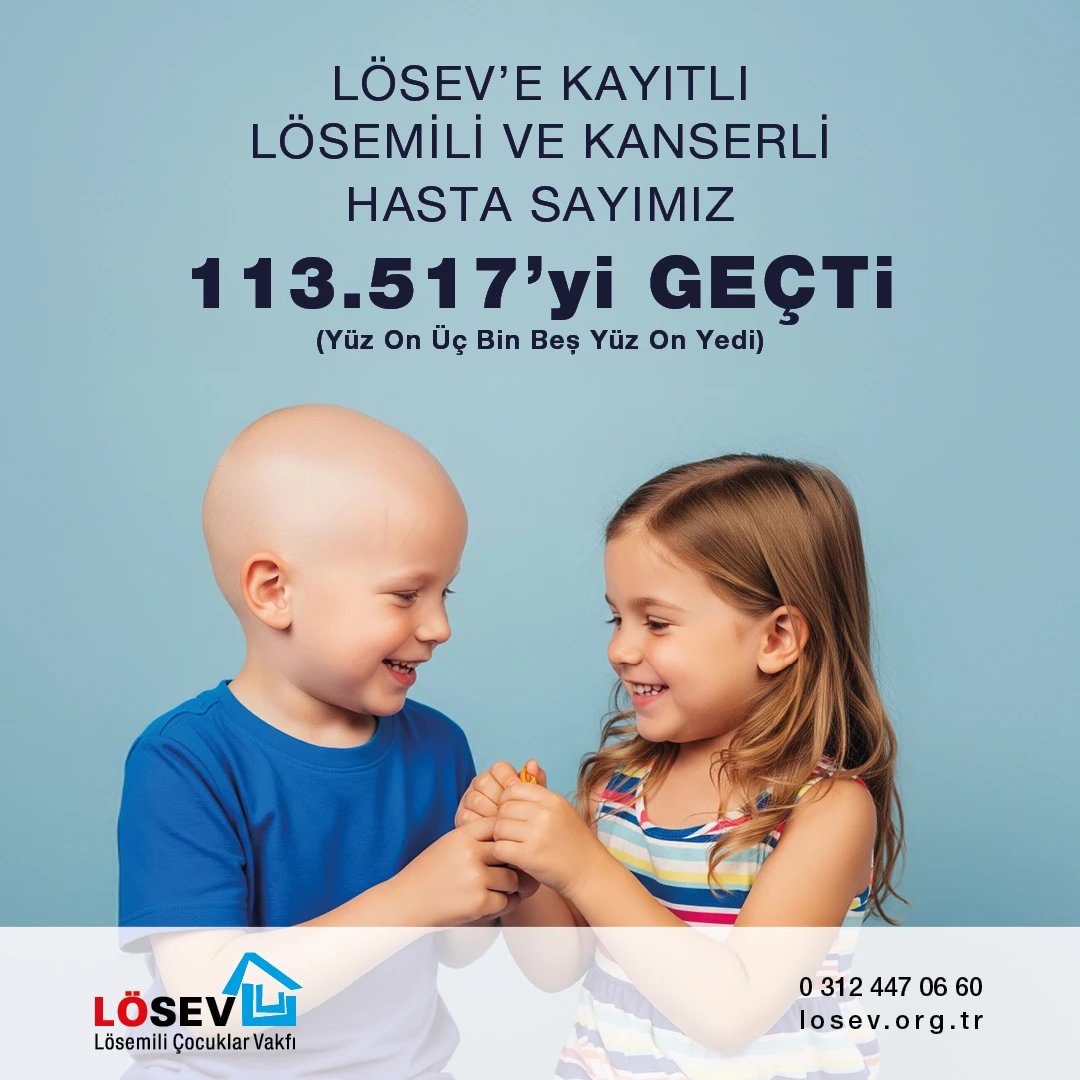 113.517 hayat, 113.517 umut…
LÖSEV'e kayıtlı lösemili ve kanserli hasta sayımız 113.517'yi geçti.
Bu sayı her geçen gün artıyor, çünkü her gün daha fazla kişi lösemi ya da kanser tanısıyla yaşam mücadelesine başlıyor.
Birbirini hiç tanımayan yüz binlerce insanın ortak bir