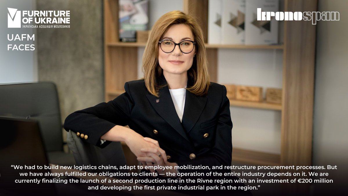 AssociationUAFM's tweet image. 💬 UAFM in Faces: Interview with Nataliia Pokinska, General Director of Kronospan UA

🔗 Learn more in an interview with Nataliia on our website via the link: uafm.com.ua/en/uam-v-oblyc…