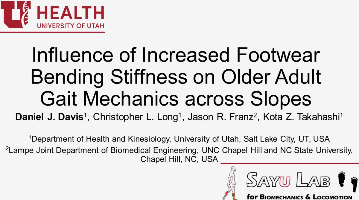 Can we alter older adult gait energetics by stiffening their footwear? Beats me! But I bet if you swing by Footwear &amp; Foot Orthoses tomorrow (7/30) @ 10:40am in room C4 you might find out. See you there 🤓 #ISB2025