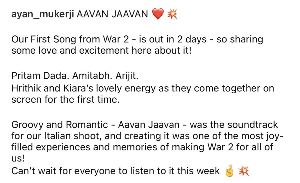 HrithikRules's tweet image. Ayan Mukherji shares the first still from the song #AavanJaavan!
❤️🔥
#War2 #Hrithik #HrithikRoshan