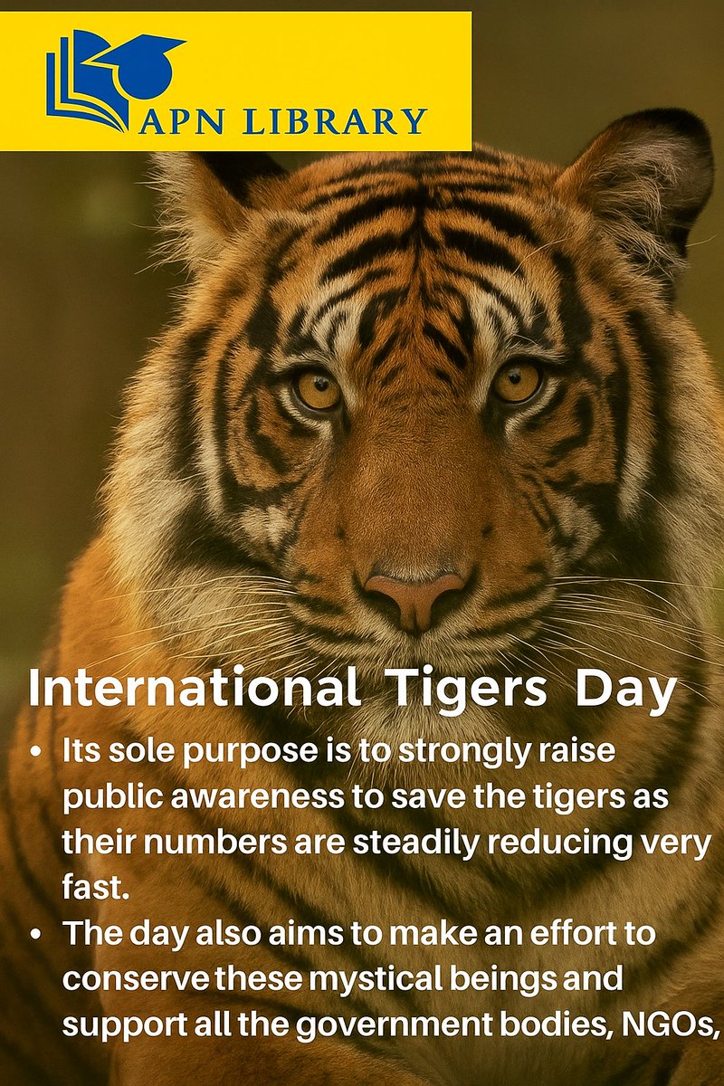 APNLIBRARY01's tweet photo. Take the pledge to #Save The Tiger
#InternationalTigerDay
#OperationMahadev
#OperationSindoor
#SamsungGalaxyF36 
#LokSabha 
#Apnlibrary 
#EducationForAll https://t.co/71qsndc05U