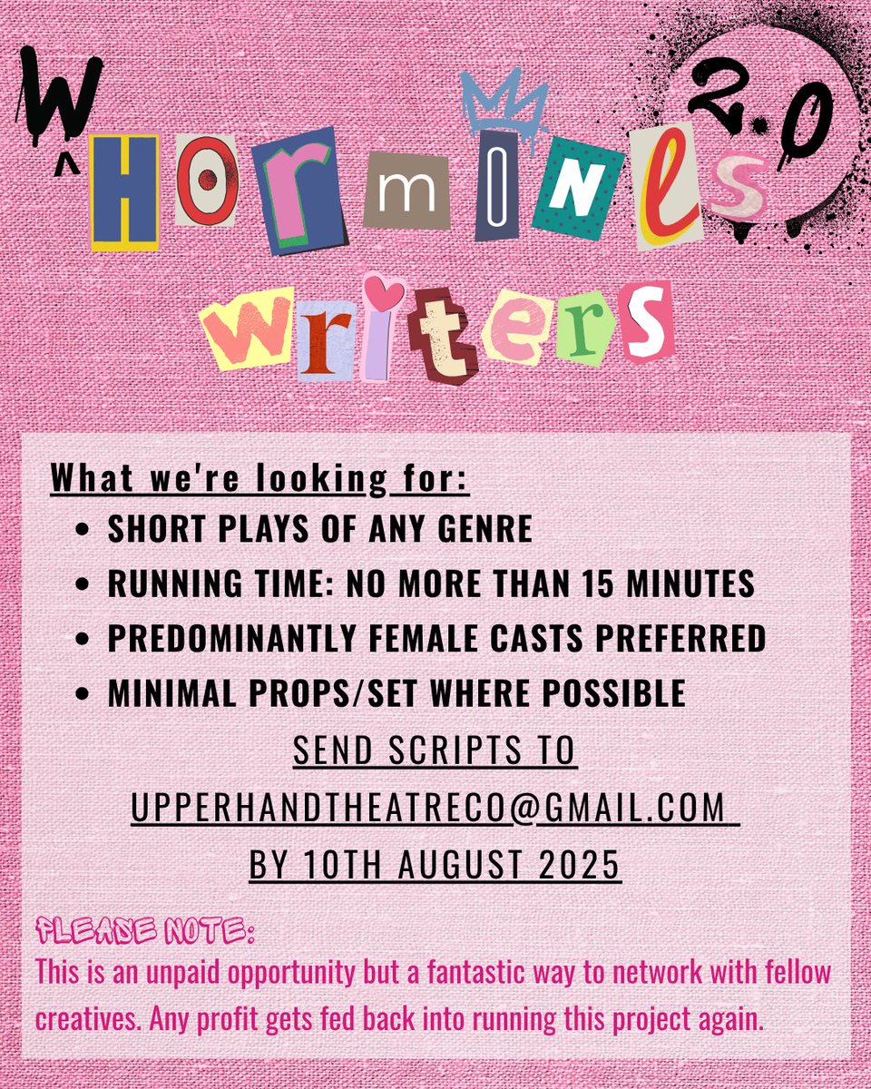 Feeling creative? Get involved in our previously sell out scratch night celebrating Womxn in Theatre! 
All details below ⬇️⬇️⬇️
#FLINTAfriendlyopportunity #WomenledTheatre #GirlBoss #Scratchnight