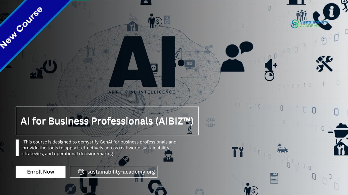 🤖 Want to use ChatGPT &amp; GenAI tools for sustainability work?

Now you can.
🎓 New course: Generative AI for Business
🔥 Get 30% OFF through July 31!
👉 sustainability-academy.org/product/genera…

#AI #Sustainability #NetZero #ESGTech #GreenSkills