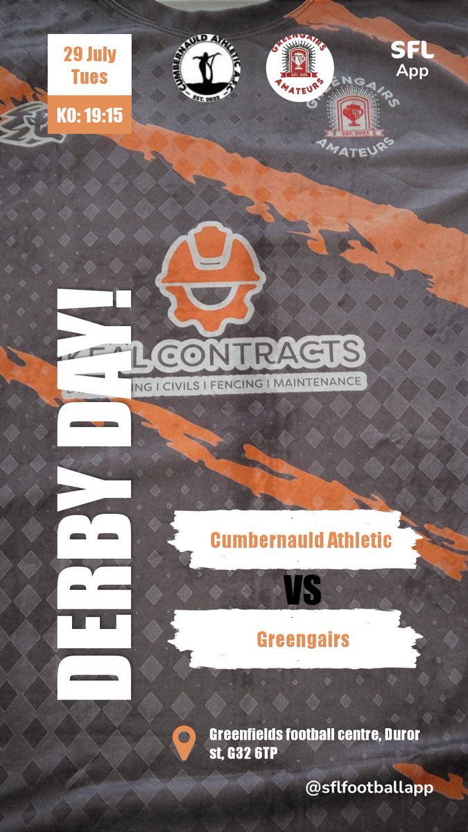 🚨DERBY DAY🚨🧨🔥

Get along for what should be a cracker🫣

<a href="/L1veAtTheAmmys/">Live At The Ammys</a> <a href="/scottish_aff/">AmateurFixturesResultsSCO</a> <a href="/OfficialSMAFA/">SMAFA</a>