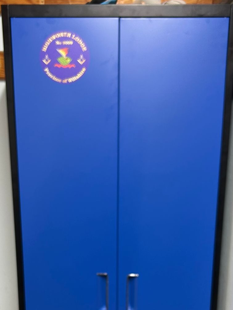 Swindon Masonic Centre has welcomed Highworth Lodge No.9009 as its newest unit, having placed our banner in the Lodge Room we now have our own locker. Only the honour board to go and we're set for September. Thank you.