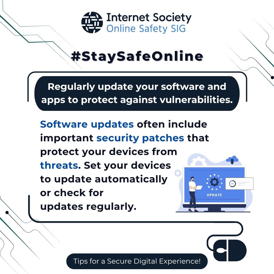 🛡️ #StaySafeOnline – Day 2 Tips 🛡️

Today’s focus: Protecting your digital environment.

Small steps make a big difference. Let’s stay safe together!

#OnlineSafety #CyberTips #DigitalWellness #PrivacyMatters #StaySafeOnline <a href="/internetsociety/">Internet Society</a>