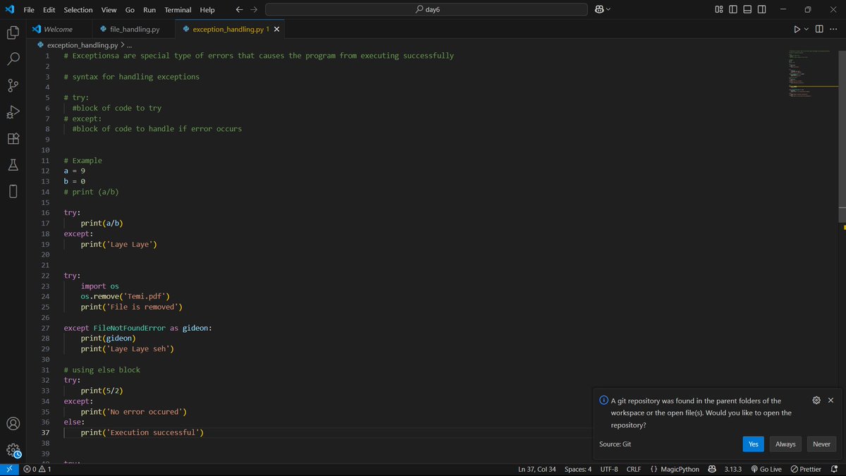 web3huzz's tweet image. Still on my programming journey with
@SabiProgrammers
I was able to get to know about File Handling in python. opening, reading, writing, appending.