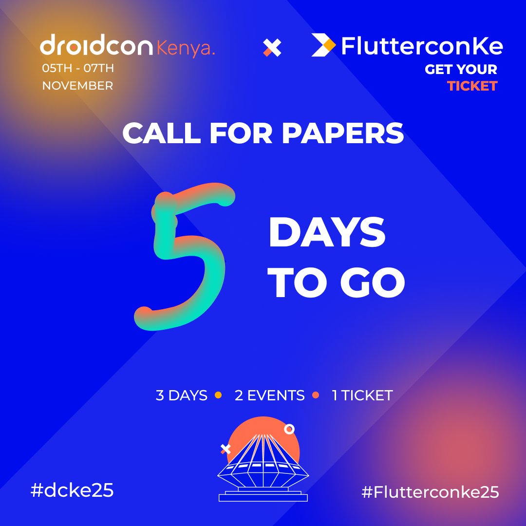 🚨 5 days to go!
#Flutterconke25 CFP closes this Sunday. Submit your talk today:
🔗: bit.ly/dcke25CFP
