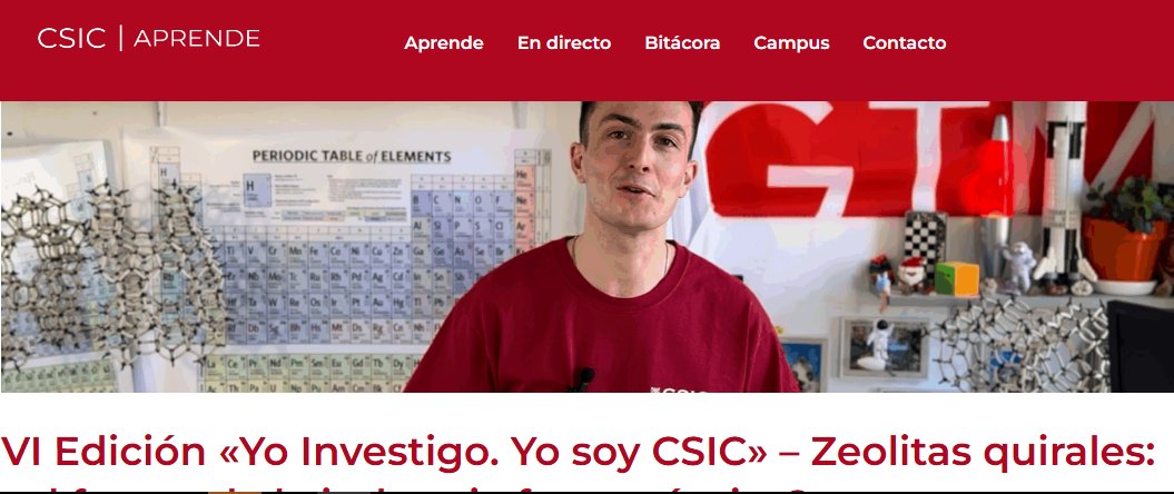 🔬 ¿Sabías que las zeolitas quirales podrían revolucionar la industria farmacéutica?
👩‍🔬 Conoce el proyecto de uno de los finalistas del concurso "Yo investigo. Yo soy CSIC en la bitácora de #CSICAprende
🔗 aprende.csic.es/bitacora/vi-ed…