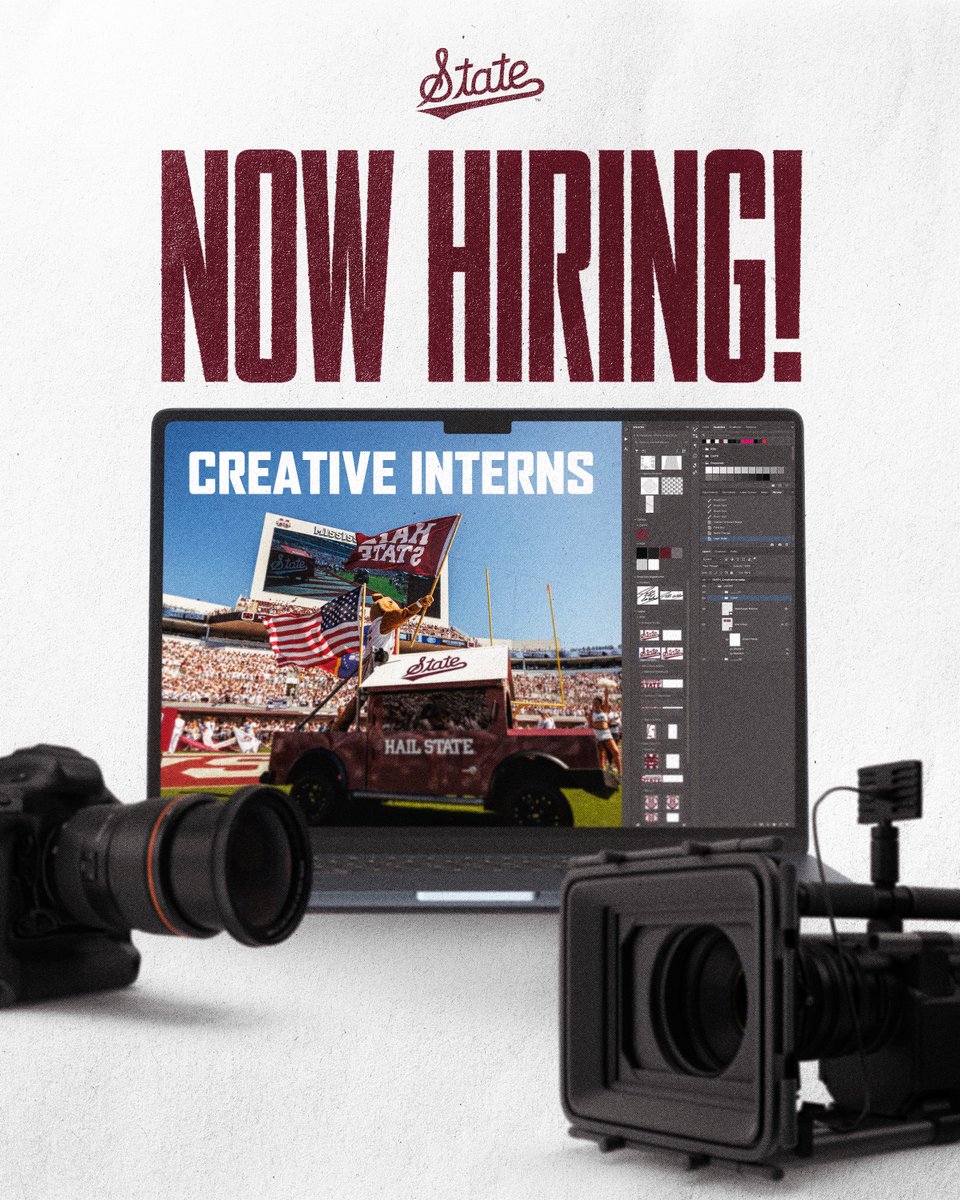 Passionate about photography, video, or design? We want YOU to apply for our Creative Internship! 

» hailstate.com/employment 

#HailState🐶
