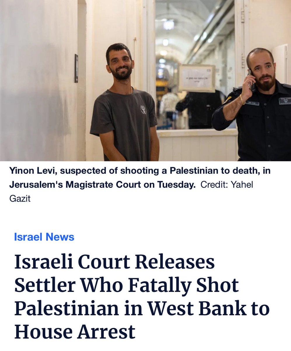 Awdah, a friend, a peace activist, and a teacher, was shot yesterday.
Violent settler Yinnon Levi, who was filmed shooting at Palestinians, has just been released to house arrest. Why? Because in the oPt, settlers are above the law. In fact, they are the law
Justice for Awdah
