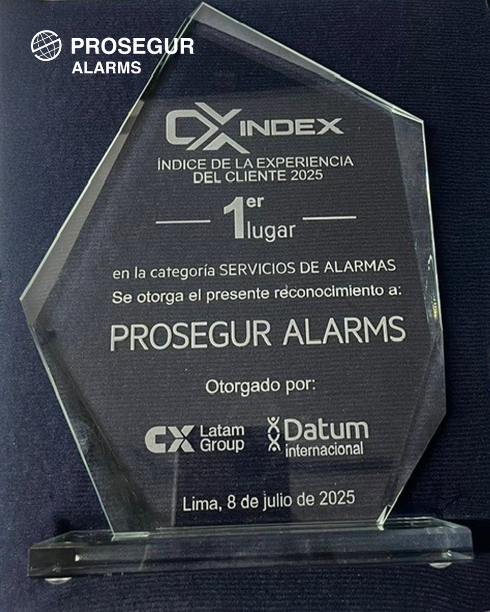 ¡Estamos entre los mejores!
Prosegur Alarms ocupa el puesto No. 25 del Customer Xperience Index 2025 en Perú y lidera la categoría de alarmas.
#ProsegurAlarms #SomosInnovación #SomosProsegur