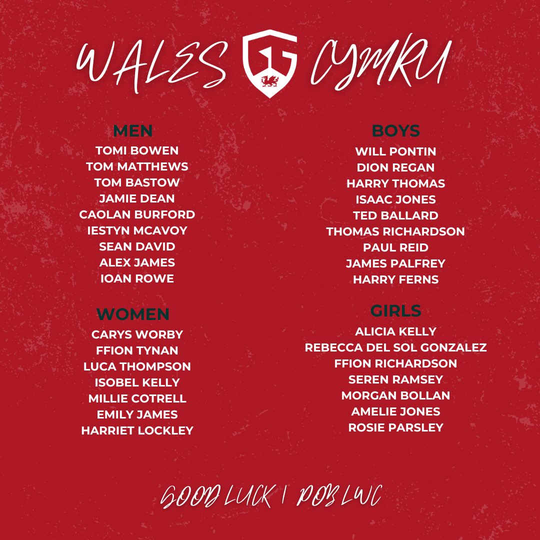 🏴󠁧󠁢󠁷󠁬󠁳󠁿 Team Wales | Tîm Cymru 🏴󠁧󠁢󠁷󠁬󠁳󠁿

Here are your players selected to represent Wales at the upcoming Home Internationals.

🏴󠁧󠁢󠁥󠁮󠁧󠁿 Men &amp; Women: Woodhall Spa 
🍀 Boys &amp; Girls: Cork 

👏 𝗖𝗼𝗻𝗴𝗿𝗮𝘁𝘂𝗹𝗮𝘁𝗶𝗼𝗻𝘀 | 𝗟𝗹𝗼𝗻𝗴𝘆𝗳𝗮𝗿𝗰𝗵𝗶𝗮𝗱𝗮𝘂!

#EveryonesGame <a href="/TNLUK/">The National Lottery</a>