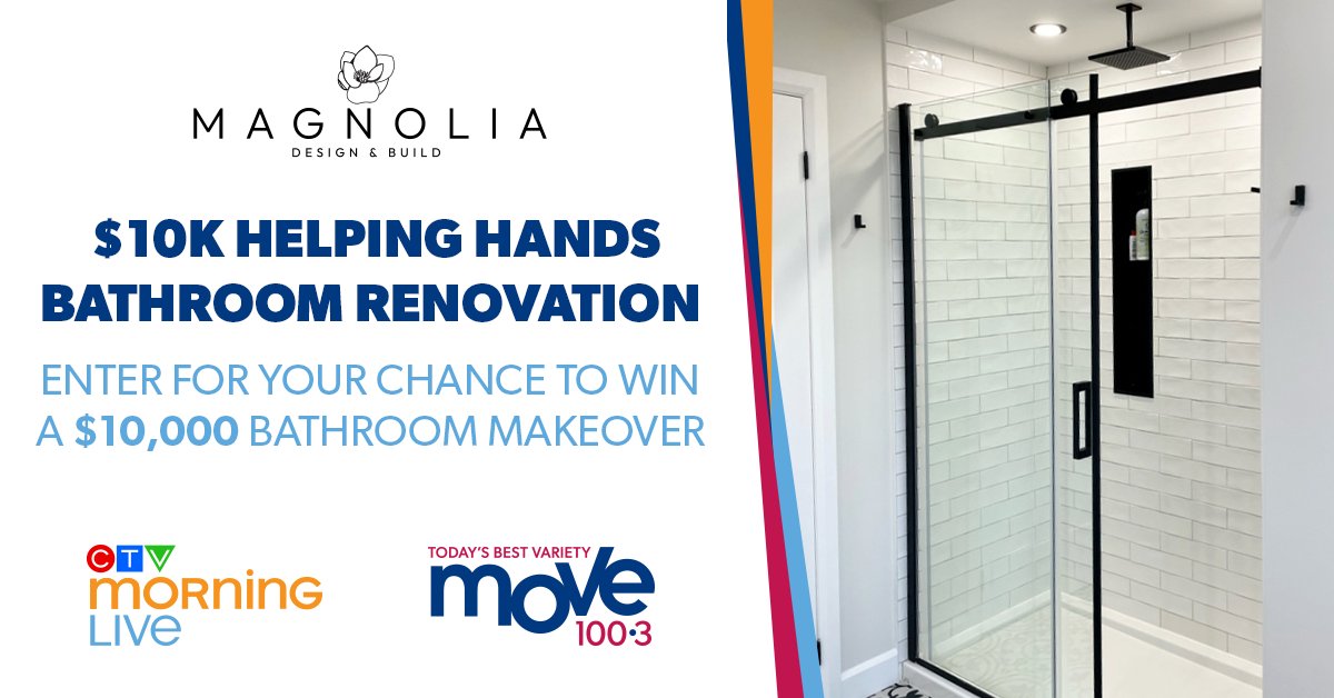 MOVE 100 &amp; CTV Morning Live's 10K Helping Hands Bathroom Renovation!
Tell us why YOU deserve an upgrade + send a photo of your current bathroom 🛁
Brought to you by Magnolia Design and Build. Building stronger communities, one project at a time.
Enter: moveradio.ca/ottawa/contest…